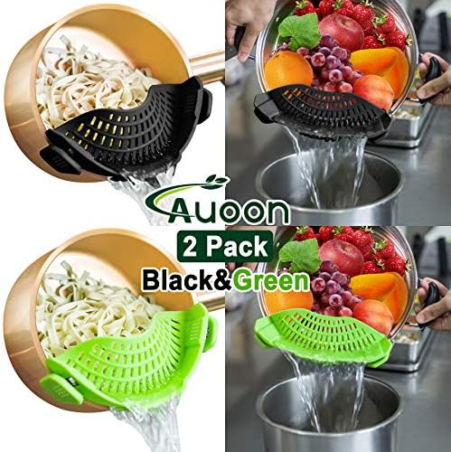 AUOON Clip On Strainer for Pots, 2Pack, Standard 8.86 x 3.55 in
