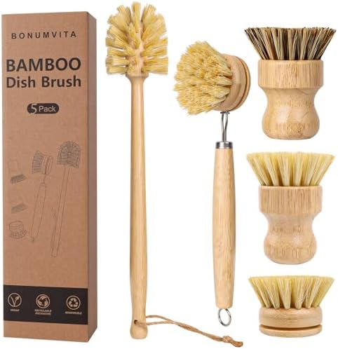 5 Pack Dish Brush Set with 14’’ Bottle Brush
