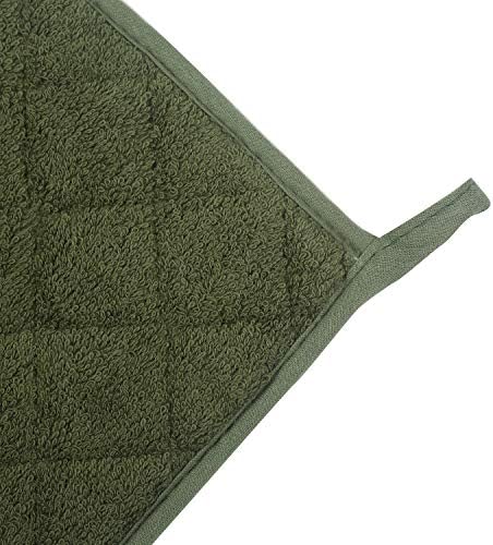 Cotton Terry Pot Holders, Set of 5, Olive Green