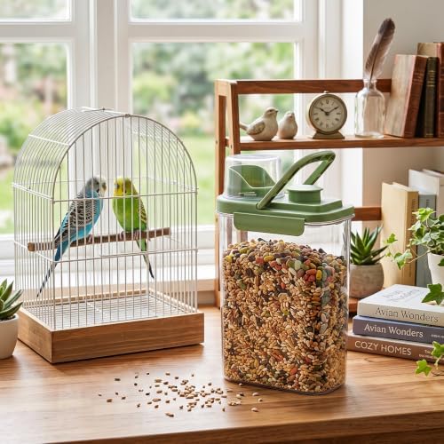 2 Pcs 3 Qt/2.8 L Bird Seed Storage Containers, Plastic Airtight Bird