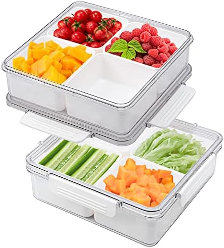 2 Pack Veggie Trays with 4 Removable Boxes