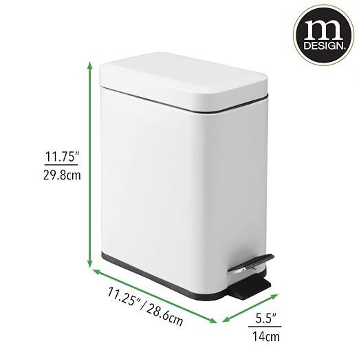 mDesign 5 Liter Rectangular Small Steel Step Trash Can Wastebasket, Garbage - Image 8