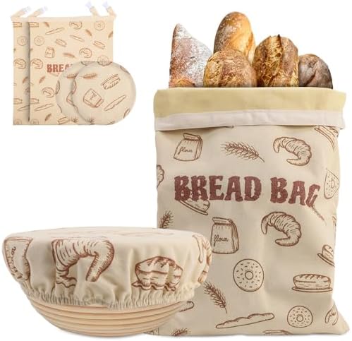 2 Pack Beeswax Bread Bags with 10'' Reusable Bowl Covers for Homemade