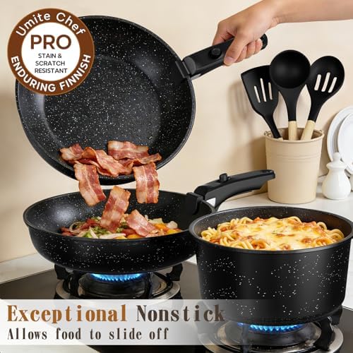 Umite Chef 21Pcs Pots and Pans Set Non Stick, Nonstick Ceramic