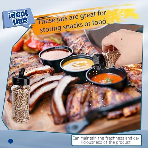 48 Pack 3 oz Clear Plastic Spice Jars with Label and Shaker Lids Empty