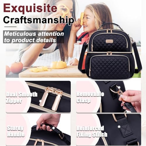 Weitars Lunch Bag for Women,Dual Compartment Lunch Box Lunch Tote for