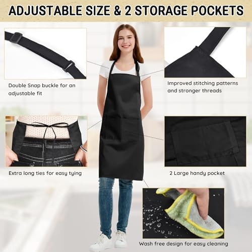 Water & Oil Proof Cooking Chef Apron Wash-Free for 2 Pockets Men and