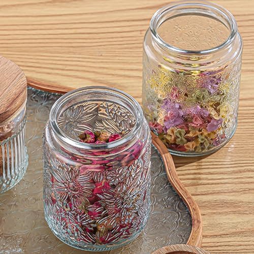 Vintage Glass Jars with Wooden Lids, 6 Pack 24 oz Airtight Glass Food
