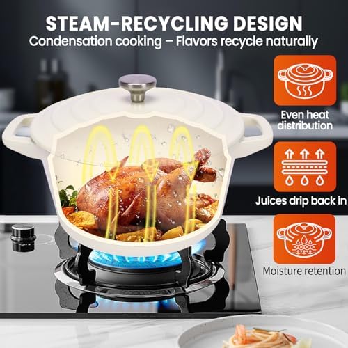 Hisencn Enameled Cast Iron Set,5-Piece 10-Inch Stackable Pots and Pans