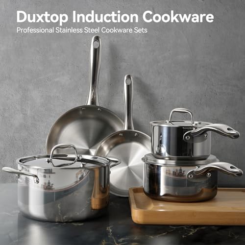 Duxtop Tri-Ply Stainless Steel Induction Cookware, 9PC Pots and Pans Set