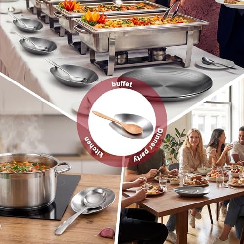 6 Pcs Large Stainless Steel Spoon Rest, Spatula Ladle Holder, Silver