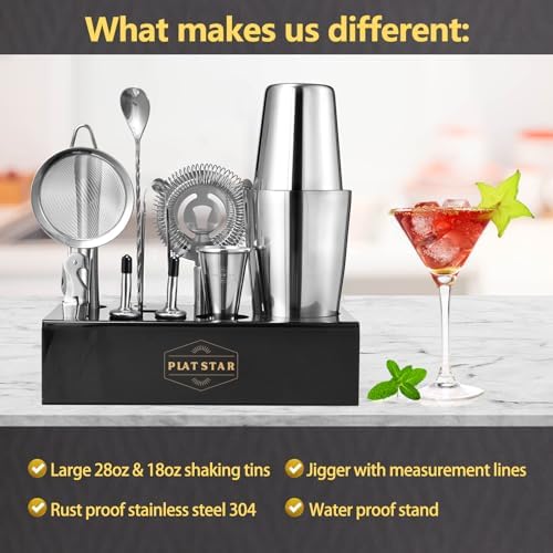 Mixology Bartender Kit with Stand, Home Bar Set Cocktail Shakers