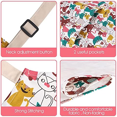 Cute Apron with 2 Pockets for Women, Kitchen Cooking Baking Aprons