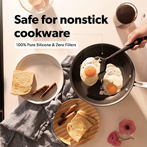DI ORO Silicone Turner Spatula Set - 600F Heat Resistant, 2-Pc Black