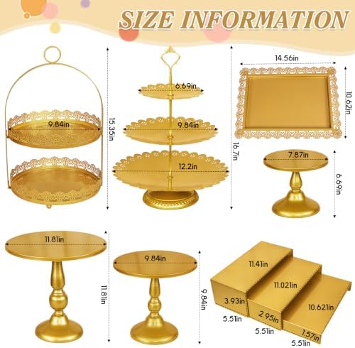 10 Pcs Gold Cake Stand Set Metal Cupcake Stands, Multiple Styles