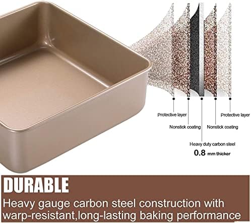 Siking 8'' x 3'' Deep Square Cake Pan Baking Mold Non-stick Coating