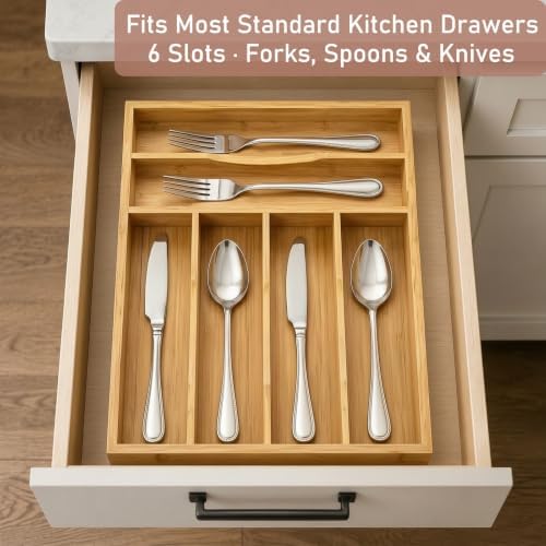 Bamboo Silverware Organizer