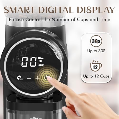 AYCHIRO Electric Conical Burr Coffee Grinder, 30 Settings, Black