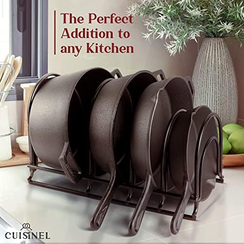 Cuisinel Pan Organizer for Cast Iron, XL 5-Tier Rack, Matte Black
