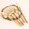 Matte Silverware Set Gold Flatware Set with Hexagon Handle 20 Pieces