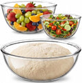 3 Pack Large Glass Mixing Bowl Set 7QT, 4.4QT, 2.2QT Borosilicate