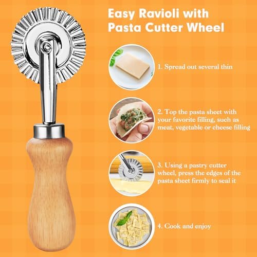 2Pcs Pasta Cutter Wheel Stainless Steel Fluted Pastry Ravioli Cutter