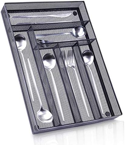 WuGeShop 6 Compartments Metal Mesh Kitchen Flatware Organizer Tray