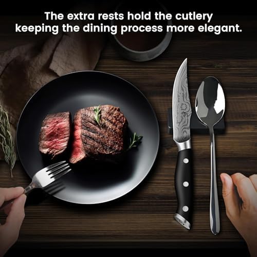 CoquusAid Steak Knives Set of 4, 4.8 Inch Fine-Edge Table Knives with