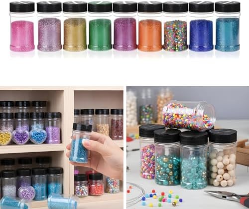 48 Pack 6 Oz Plastic Spice Jars with Shaker Lids, Clear Empty
