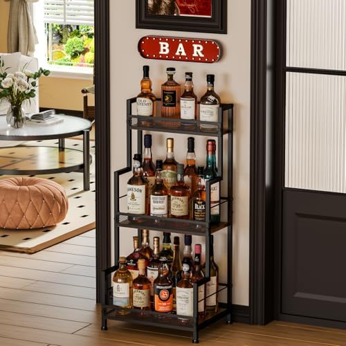 Trapezoid Liquor Stand, 3 Tier Liquor Cabinet, Wine Bottle Display