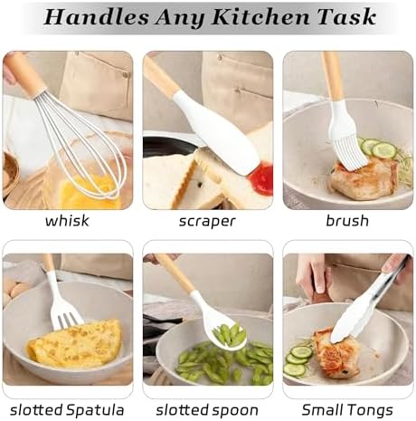 19 Piece Kitchen Utensil Set with Knife Set and Holder, White