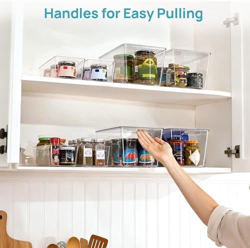 Vtopmart 8 Pack Clear Storage Bins with Lid Set for Pantry Organizer