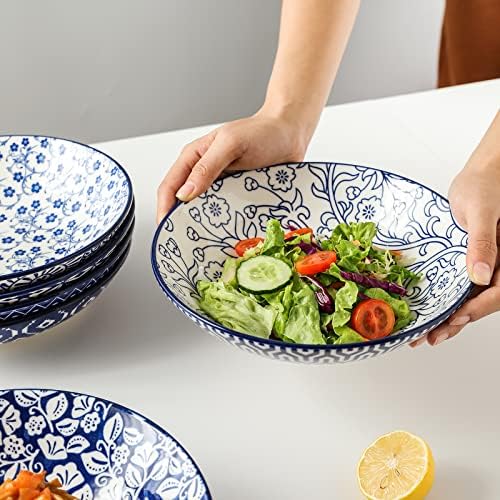 Selamica Porcelain 40oz Large Bowls 9 inch Big Pasta Salad Bowls