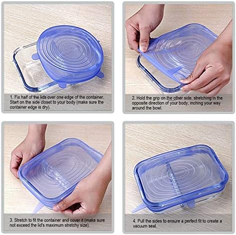 Silicone Stretch Lids, 6PCS, Blue