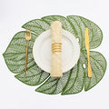 Evevda Green Leaf Shaped Vinyl Placemats for Dinner Table Set of 6