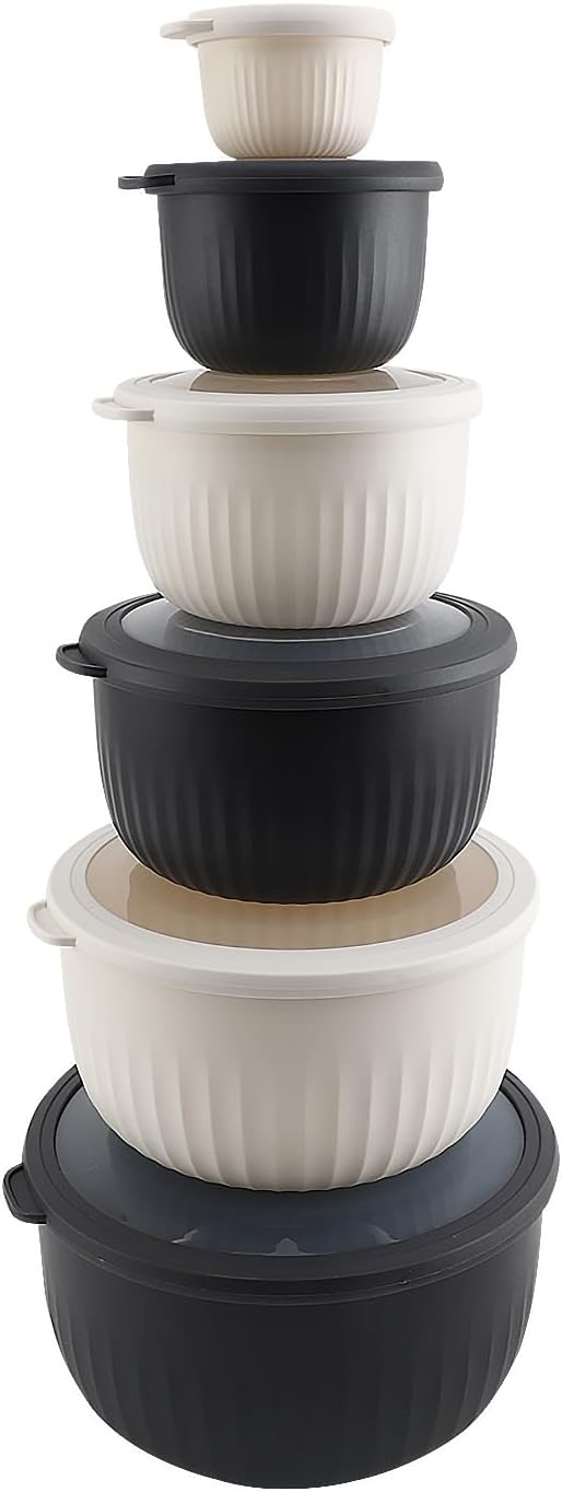 COOK WITH COLOR Prep Bowls with Lids- Wide and Deep Nesting Plastic Small by CookwithColor