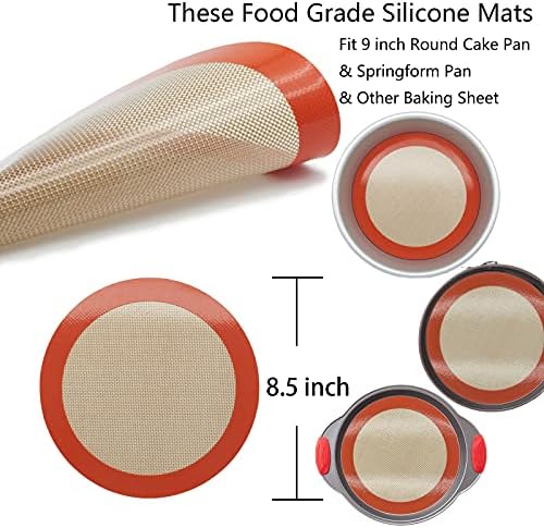 Silicone Baking Mats, 2 Pcs, 9 Inch Round