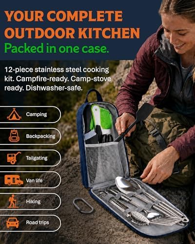 Life 2 Go 12-Piece Camp Cooking Utensil Set, Navy