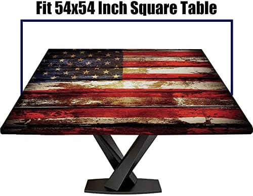 DUNHUANG Art Wooden Texture Square Fitted Tablecloth, 54"x54"