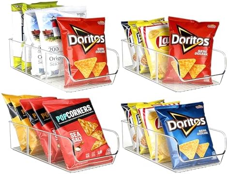 4 Pack Chip Bag Organizer for Pantry, 3-Compartment Chip Storage