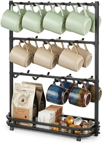 Coffee Mug Holder for Countertop, 22 Hooks Metal Coffee Cup Holder