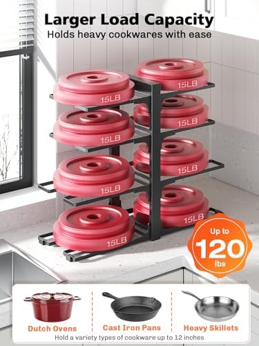MUDEELA 8-Tier Pots and Pans Organizer, Black