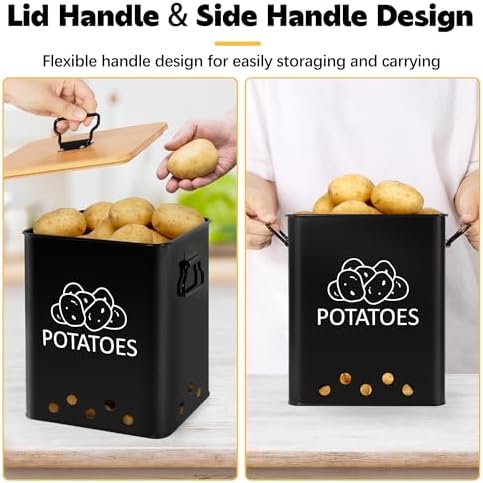 Potato and Onion Storage Bin, Set of 2 Vegetable Storage Tins with