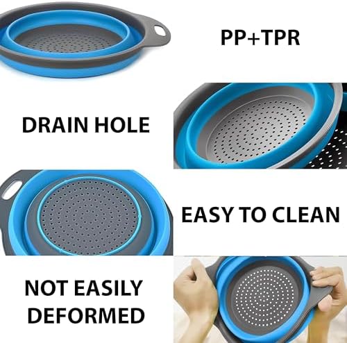 Collapsible Colander Set of 3 - Space Saving Colander for Kitchen