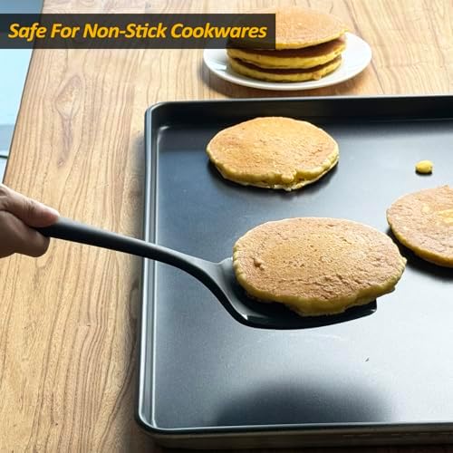 Silicone Pancake Spatula Turner, Lengthened Handle & Seamless Design