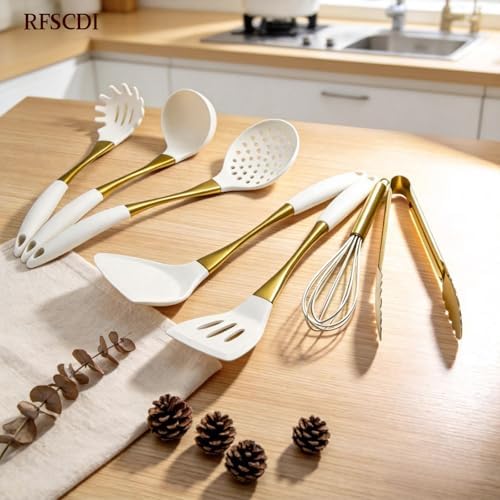 White Gold Silicone Cooking Utensil Set