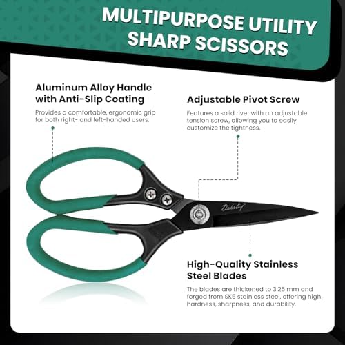 2 Pack Heavy Duty All Purpose Scissors, Stainless Steel Sharp Leather