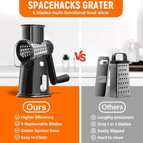 5-in-1 Hand Crank Cheese Grater and Vegetable Slicer