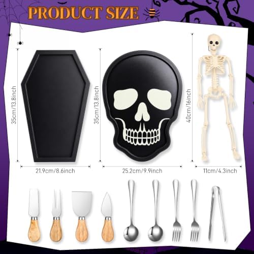 2 Set Halloween Coffin Charcuterie Board Kit with 46 Pcs Gothic