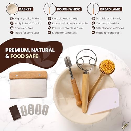 BAKERIA 9" Sourdough Bread Proofing Basket Kit – Artisan Banneton Set